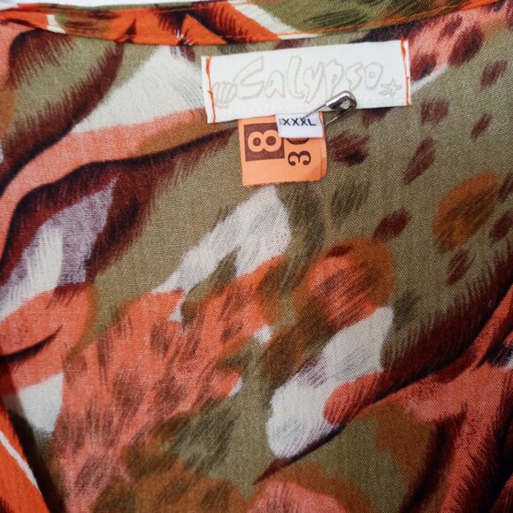 Vintage 90s animal orange print maxi dress sleeveless Plus Size 3X - Picture 4 of 6